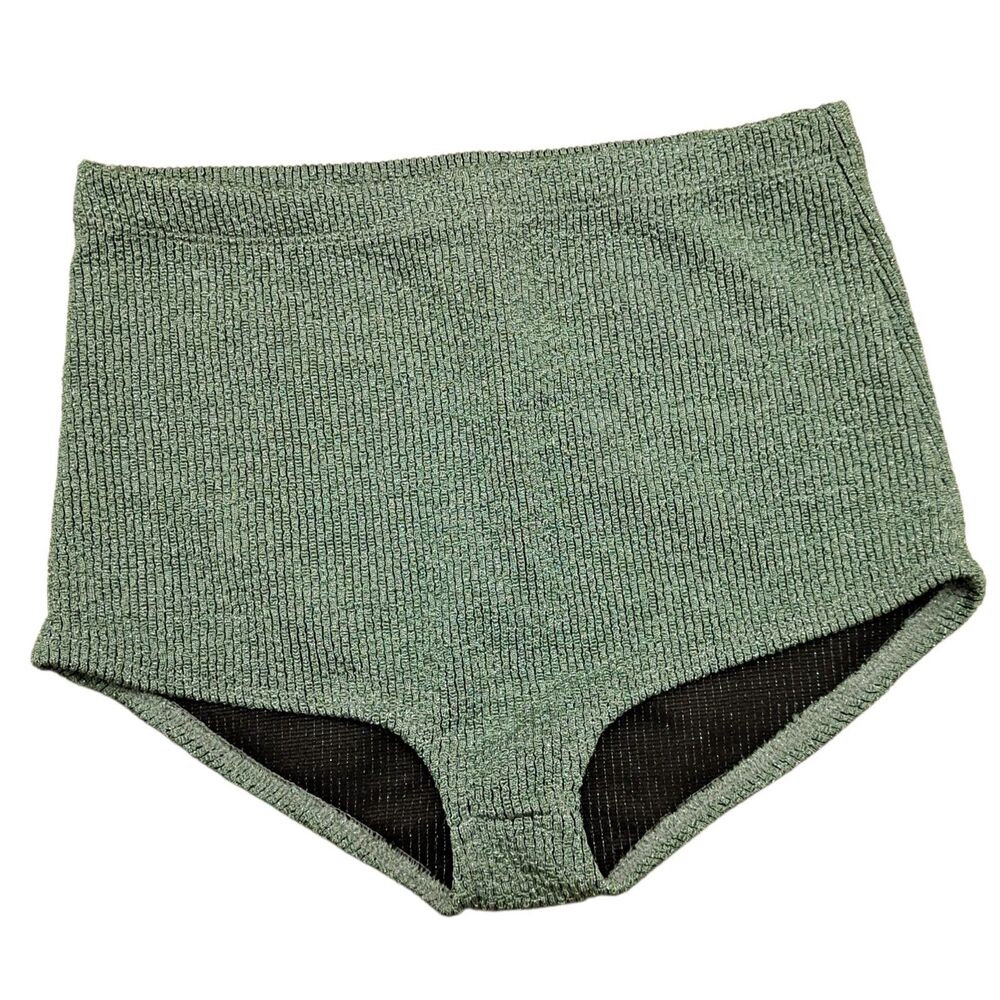 NWOT Zara Knit Green Metallic Shorts Size S High Waist